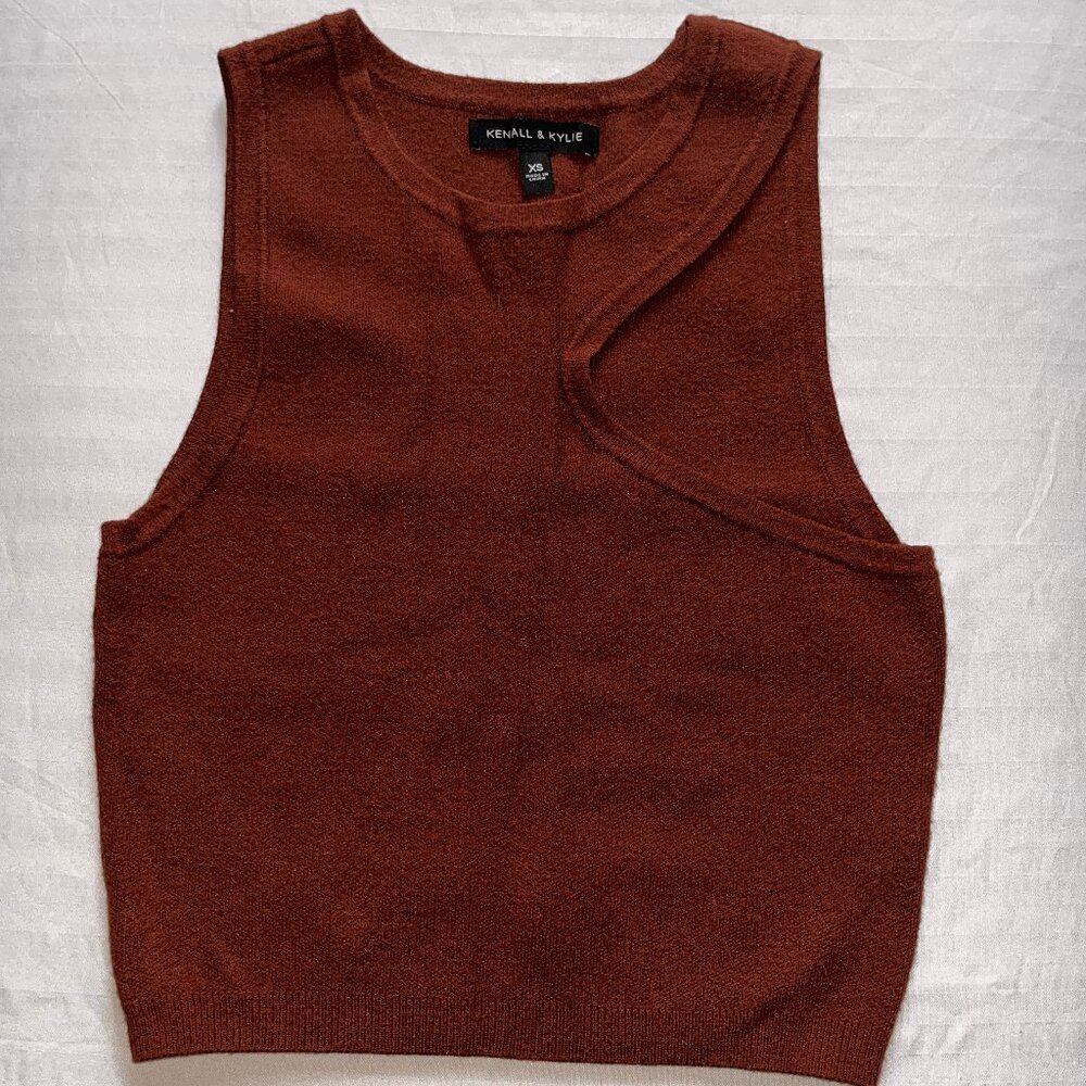 Kendall & Kylie Women's Brown High-Necked Tank Top